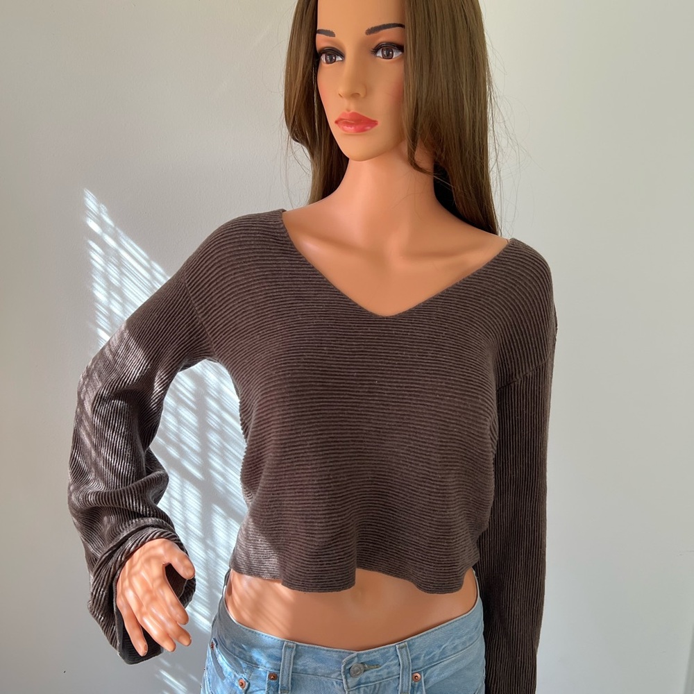 Free People Brown Starman Ribbed Sweater